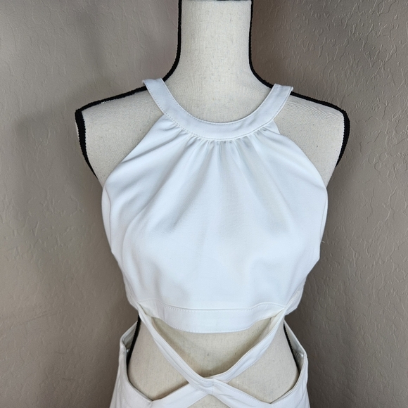 Likely Womens Isadora White Mini Dress Sz 10 Crossfront Cut-out Hip Clubbing Fun - Picture 4 of 14
